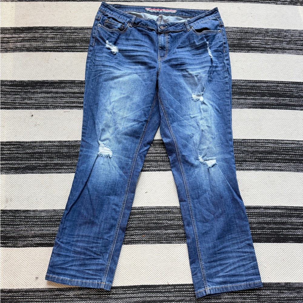 Standards &‎ Practices Women's Distress Stretchy Straight Leg Blue Jeans Size 22